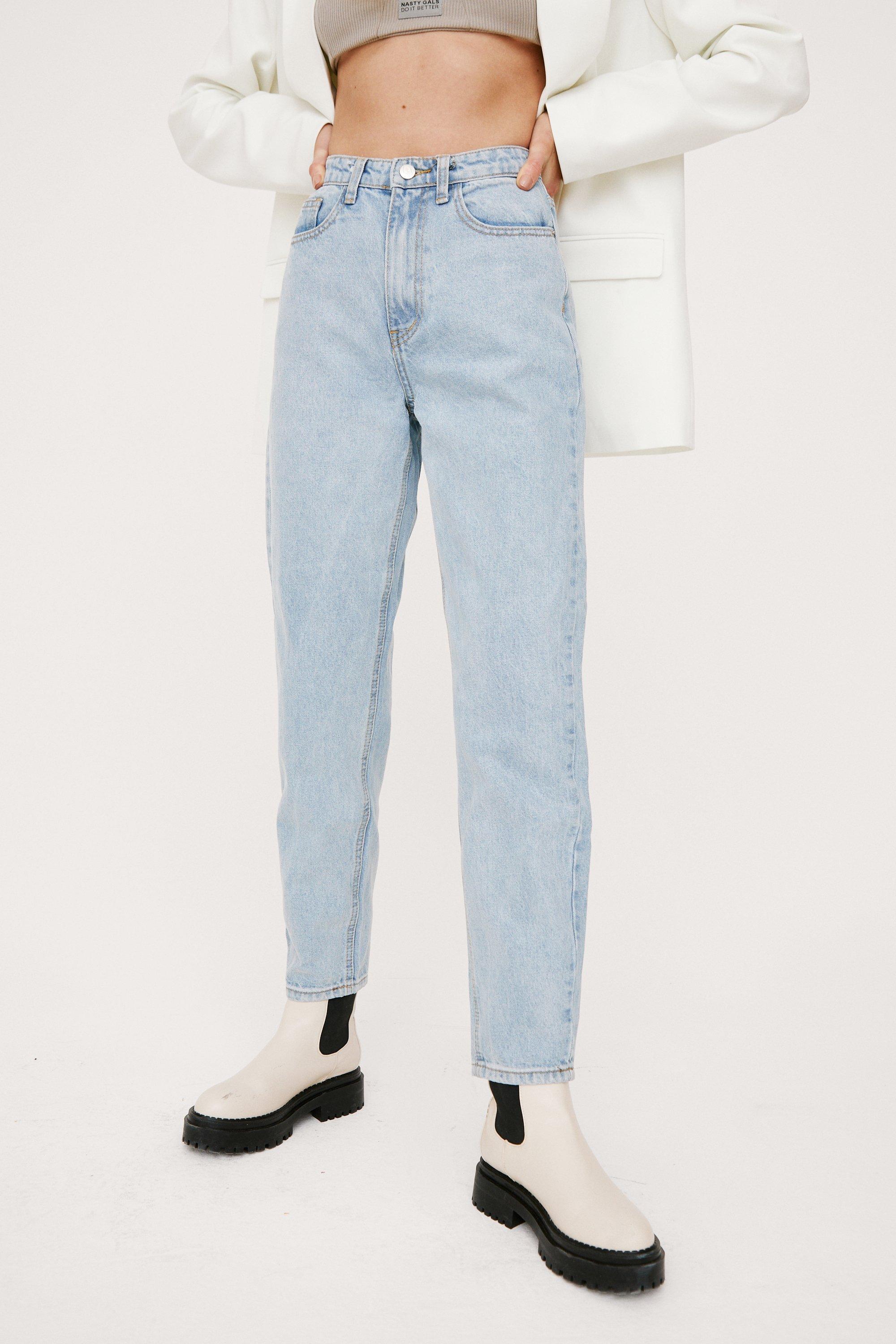 Light wash store denim mom jeans